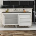 Ver imagem 2 de Gabinete Cozinha 144cm 100% MDF 3 Gavetas 2 Portas Multiuso: Madeirado/Madeirado