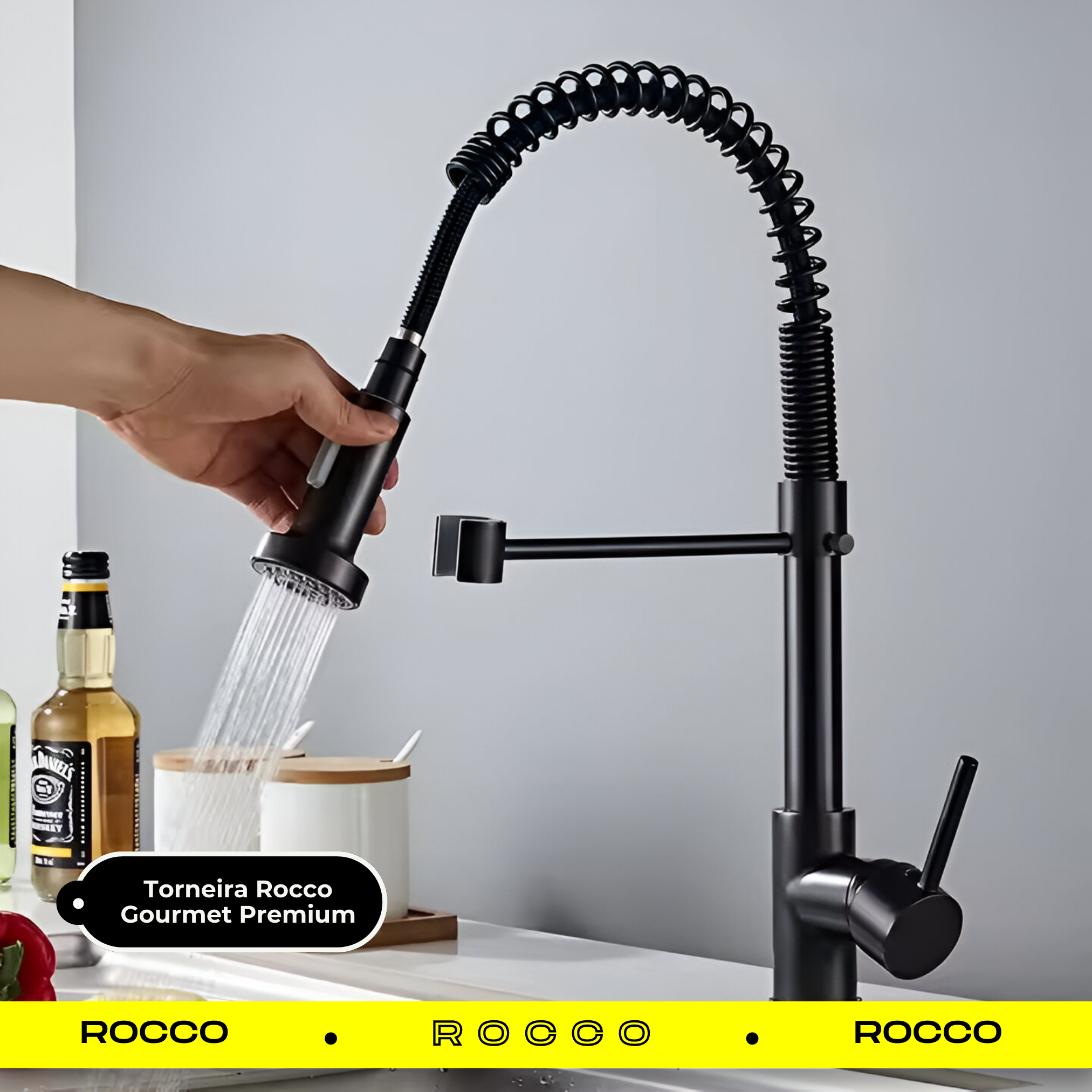 Kit Cuba Inox Gourmet Cozinha Pia com Acessórios + Torneira Monocomando Flexível Extensível Preto - 7