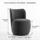 Ver imagem 4 de Poltrona Orgânica Lia Giratória Boucle Redonda Luxo Moderna p/ Penteadeira Sala Espera Recepção: Cin