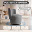 Ver imagem 5 de Poltrona Orgânica Lia Giratória Boucle Redonda Luxo Moderna p/ Penteadeira Sala Espera Recepção: Cin