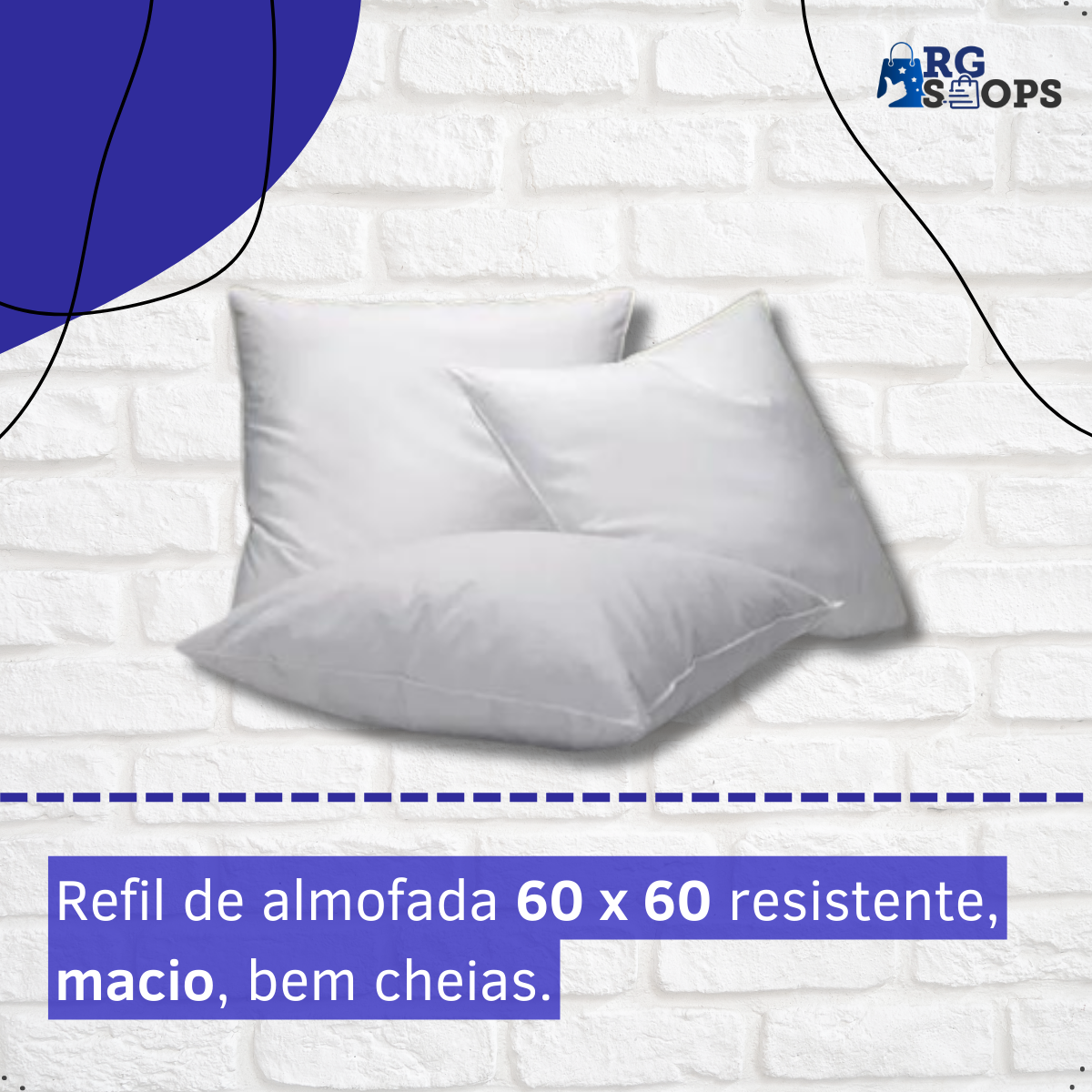 Kit 02 Refil de Almofada 60cm X 60cm Muito Resistente Macio Sala Decoração Quarto - 6