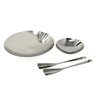 Kit Jogo Saladeira Prato Talheres Aço Inox  Cozinha Servir Mesa Alimentos Receitas Recipientes 4pçs - 1