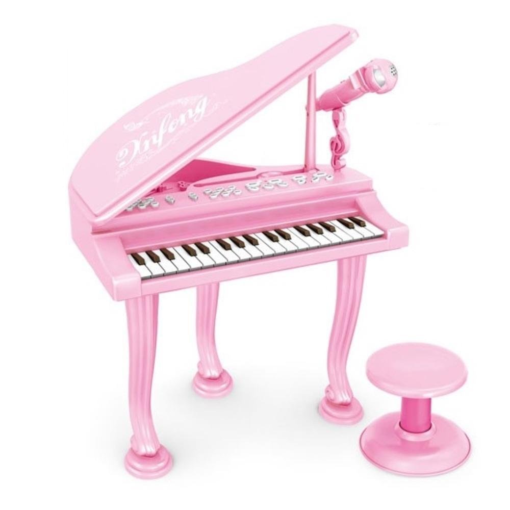 Piano infantil de madeira rosa