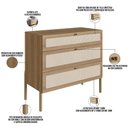 Ver imagem 4 de Cômoda com 03 Gavetas para Quarto Closet Pés Madeira Moss A03 Hanover Roble - Lyam Decor