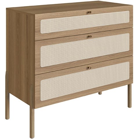 Cômoda com 03 Gavetas para Quarto Closet Pés Madeira Moss A03 Hanover Roble - Lyam Decor