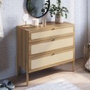 Ver imagem 2 de Cômoda com 03 Gavetas para Quarto Closet Pés Madeira Moss A03 Hanover Roble - Lyam Decor