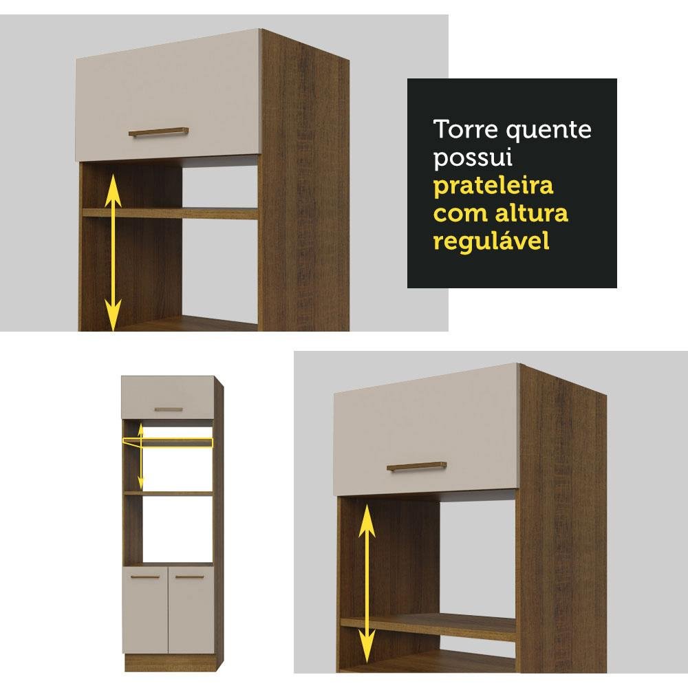 Armário de Cozinha Completa 270cm Rustic/crema Agata Madesa 07 - 9