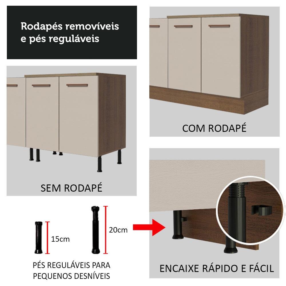 Armário de Cozinha Completa 270cm Rustic/crema Agata Madesa 07 - 10