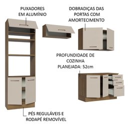 Armário de Cozinha Completa 270cm Rustic/crema Agata Madesa 07 - 5