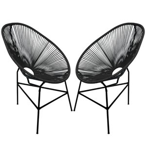 Cadeira Acapulco Kit 2 Fibra Sintética(preta)