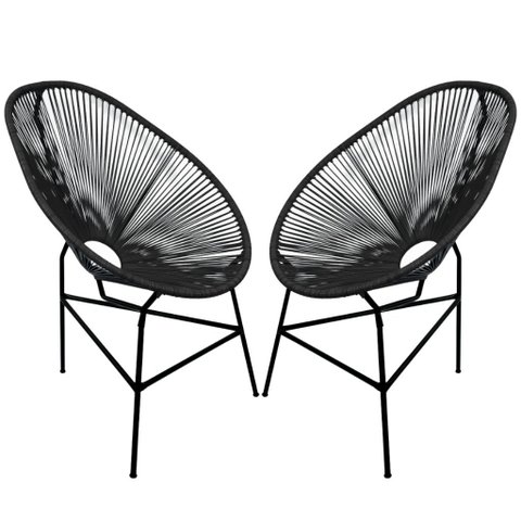 Cadeira Acapulco Kit 2 Fibra Sintética(preta)