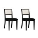 Ver imagem 1 de Kit 2 Cadeiras Estofada Veludo Encosto em Tela Sextavada Rubi Madeira Maciça - Preto