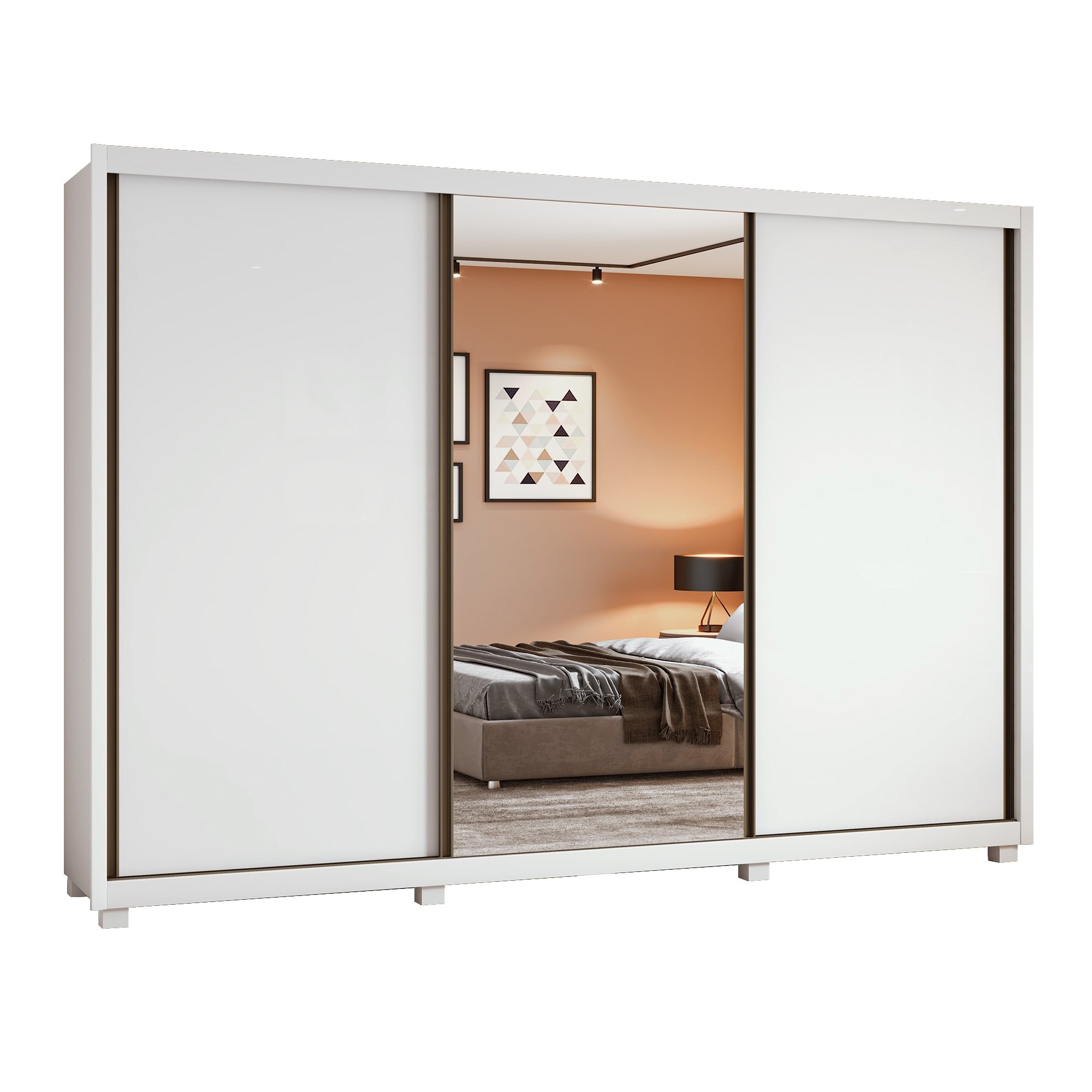 Guarda Roupa 3 Portas 6 Gavetas 1 Porta Glass com Pés Dante - 9
