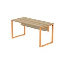 Ver imagem 6 de Escrivaninha Mesa Escritório X 150cm Industrial Noce Naturalle e Laranja Picasso Marrom/Marromle