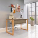 Ver imagem 1 de Escrivaninha Mesa Escritório X 150cm Industrial Noce Naturalle e Laranja Picasso Marrom/Marromle