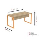 Ver imagem 4 de Escrivaninha Mesa Escritório X 150cm Industrial Noce Naturalle e Laranja Picasso Marrom/Marromle