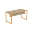 Ver imagem 3 de Escrivaninha Mesa Escritório X 150cm Industrial Noce Naturalle e Laranja Picasso Marrom/Marromle