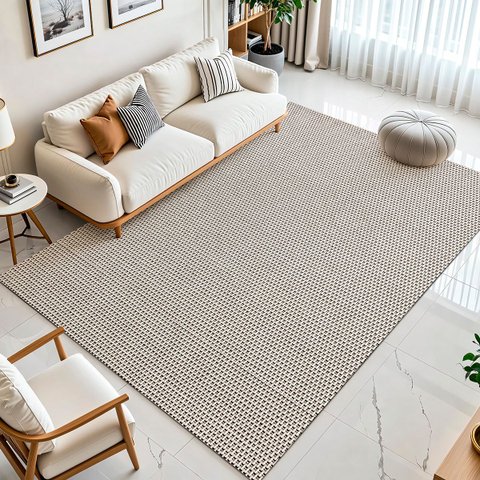 Tapete para Sala e Quarto 2,00 X 3,00m Antiderrapante Cru Marrom Artesanal 100% Algodão Rústico