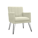 Ver imagem 1 de Poltrona Estofada para Quarto Closet com Pés de Ferro Cecília Suede Bege - Incasa Decor