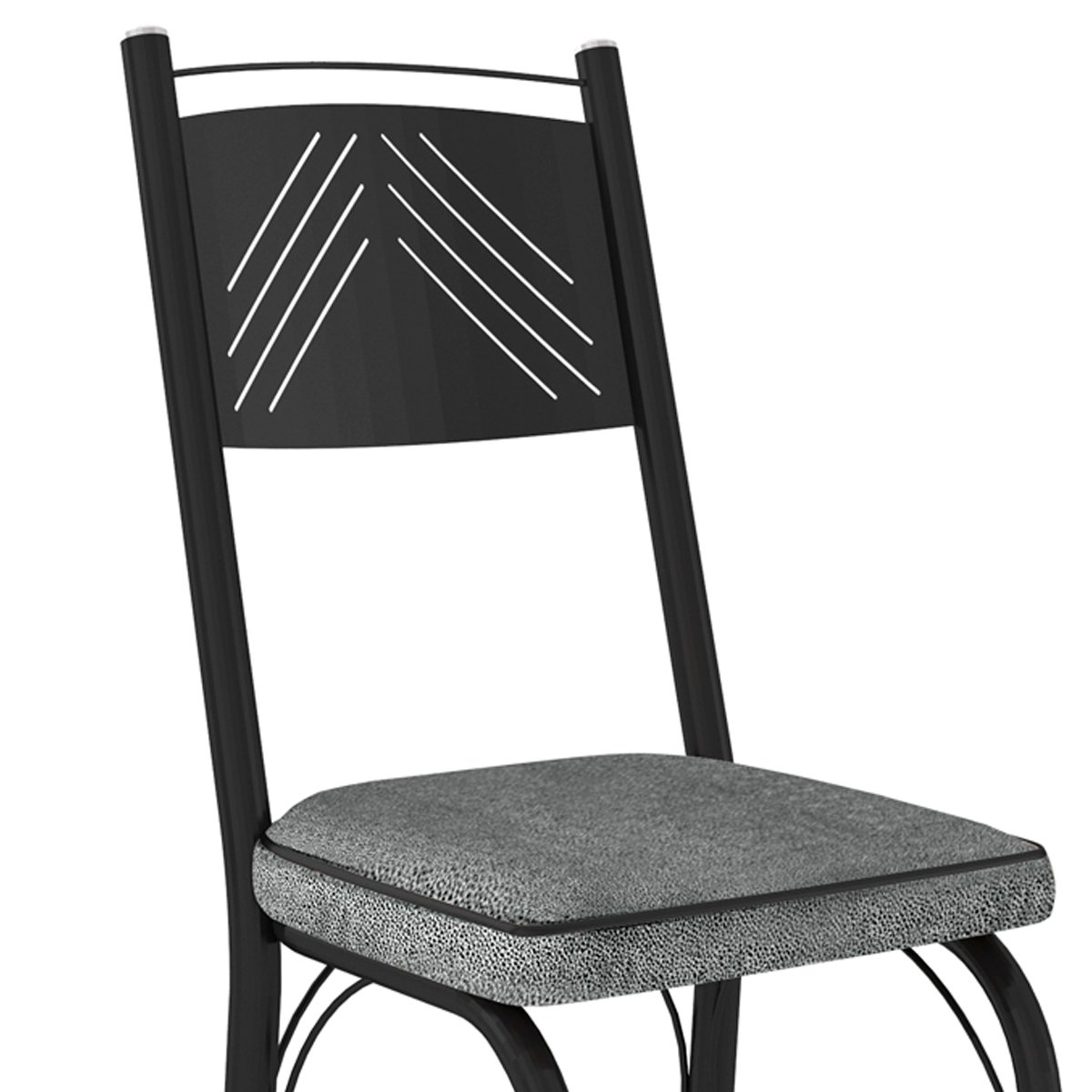 Conjunto De Mesa Com 4 Cadeiras Malva Tampo De Vidro 107cm SF Preto Fosco Assento Cinza Andorinha Ar - 3