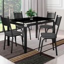 Ver imagem 1 de Conjunto De Mesa Com 4 Cadeiras Malva Tampo De Vidro 107cm SF Preto Fosco Assento Cinza Andorinha Ar