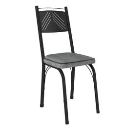 Conjunto De Mesa Com 4 Cadeiras Malva Tampo De Vidro 107cm SF Preto Fosco Assento Cinza Andorinha Ar - 2