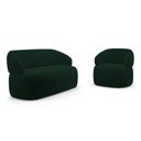 Ver imagem 1 de Kit Poltrona Giratória e Sofá Orgânico Living Glee 02 Lugares 140cm Veludo Verde Escuro - Desk Desig