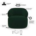 Ver imagem 3 de Kit Poltrona Giratória e Sofá Orgânico Living Glee 02 Lugares 140cm Veludo Verde Escuro - Desk Desig