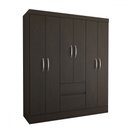 Ver imagem 4 de Guarda-roupa Casal Sena Slim 6 Portas 2 Gavetas Ébano - Panorama Móveis