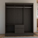 Ver imagem 6 de Guarda-roupa Casal Sena Slim 6 Portas 2 Gavetas Ébano - Panorama Móveis