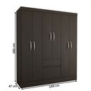 Ver imagem 5 de Guarda-roupa Casal Sena Slim 6 Portas 2 Gavetas Ébano - Panorama Móveis