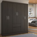 Ver imagem 1 de Guarda-roupa Casal Sena Slim 6 Portas 2 Gavetas Ébano - Panorama Móveis
