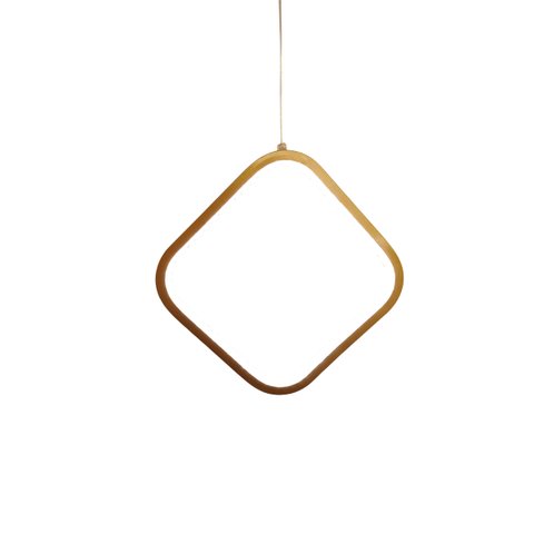 Pendente Losango Dourado com Cristais Acrílico 25cm Led 18w 3200k Bivolt Paris Luz