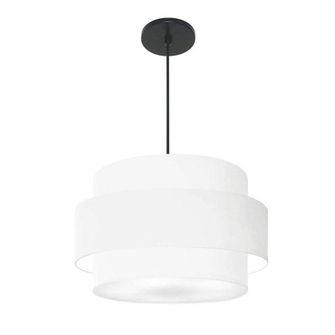 Lustre para Sala de Jantar Vivare Md-4394 Cúpula em Tecido 50cm Branco 127/220v