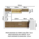 Ver imagem 4 de Armário de Cozinha Completa 315cm Branco/Rustic Glamy Madesa 01