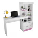 Ver imagem 3 de Mesa para Computador 2 Gavetas Cartel Branco/rosa - Pnr Móveis