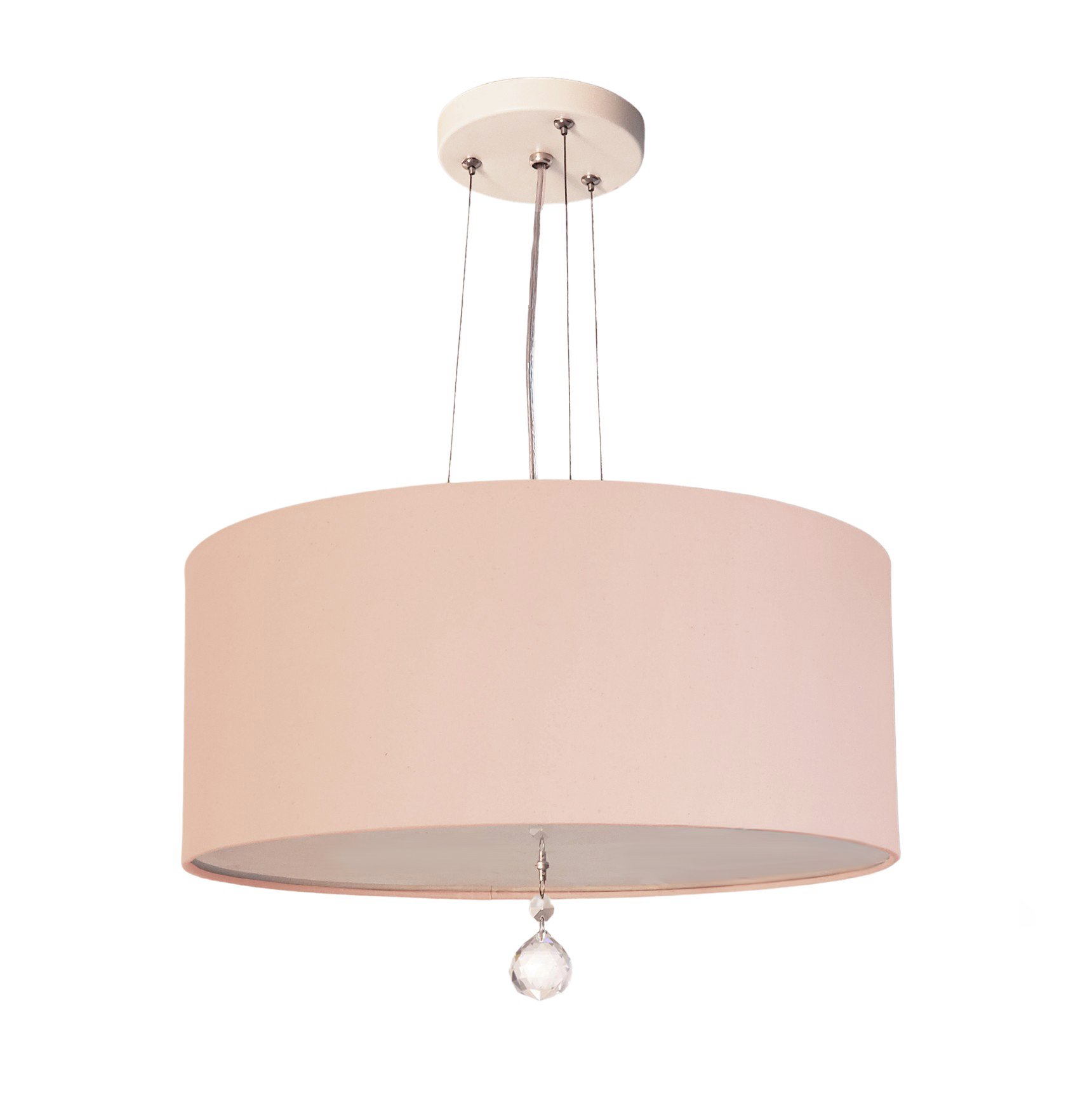 Lustre Pendente Com Cristal Cúpula Rosa 30x15 2E27