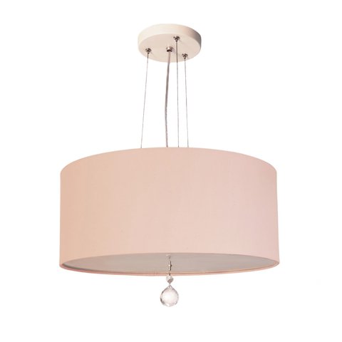 Lustre Pendente Com Cristal Cúpula Rosa 30x15 2E27