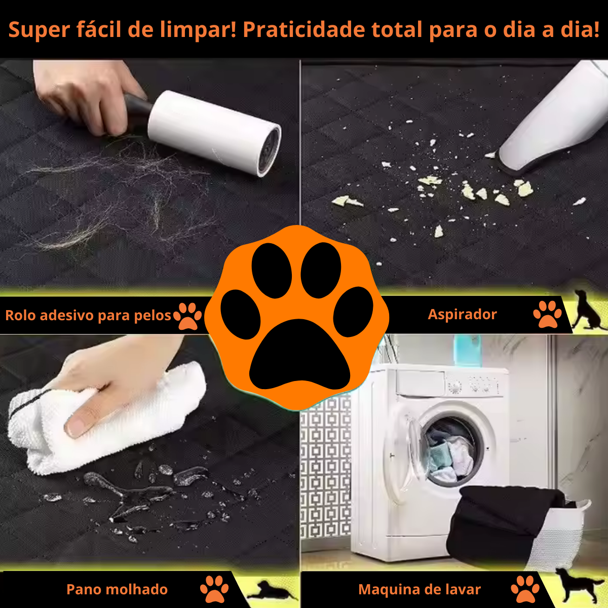 Capa Pet Protetora Banco Carro Traseiro Cão Gato Laranja - 3