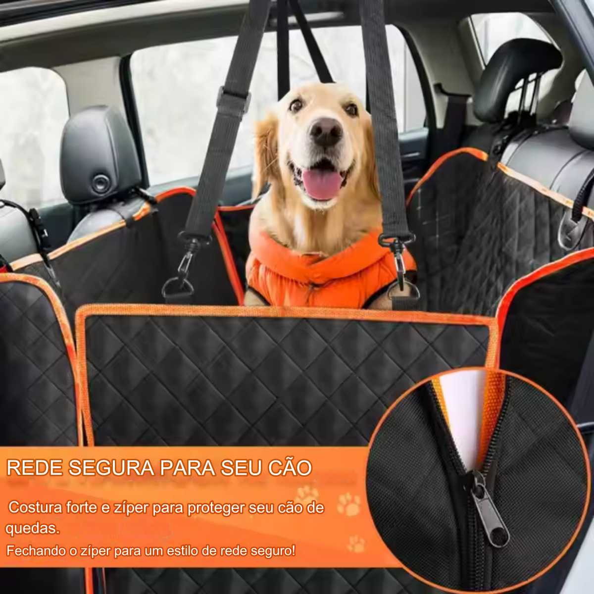 Capa Pet Protetora Banco Carro Traseiro Cão Gato Laranja - 8