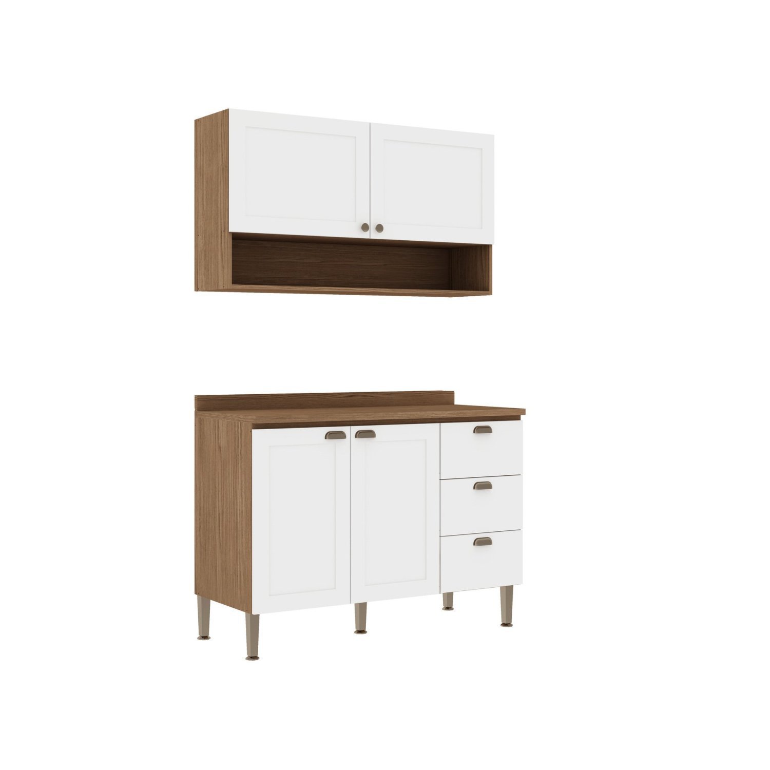 Cozinha Clássica Aéreo com Nicho 120cm Balcão 120cm e Tampo  - 3