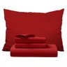 Jogo de Cama Vermelho Lençol Casal 3pçs Padrão - 1