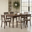 Ver imagem 1 de Mesa de Jantar 6 Lugares com 06 Cadeiras Madeira Maciça Estofada Lazuli F06 Linho Mescla Café -