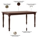 Ver imagem 6 de Mesa de Jantar 6 Lugares com 06 Cadeiras Madeira Maciça Estofada Lazuli F06 Linho Mescla Café -
