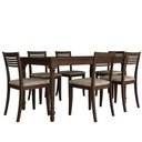 Ver imagem 2 de Mesa de Jantar 6 Lugares com 06 Cadeiras Madeira Maciça Estofada Lazuli F06 Linho Mescla Café -