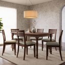 Ver imagem 3 de Mesa de Jantar 6 Lugares com 06 Cadeiras Madeira Maciça Estofada Lazuli F06 Linho Mescla Café -