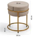 Ver imagem 6 de Kit 2 Puff Redondo Argola Levi Veludo Bege Base em Aço Dourado