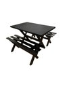 Ver imagem 2 de Mesa para Área Externa com 2 Bancos sem Encosto Madeira Maciça 120x80cm Kit Churrasco Preto