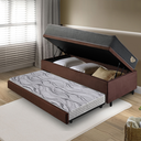 Ver imagem 3 de Bicama Box Baú Solteiro com Colchão Adapto Molas Ensacadas Ecoflex Suede Marrom 88x188