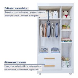 Quarto de Bebê Completo 100% MDF com Cômoda Berço e Guarda Roupa 1 MDF Nina - 12